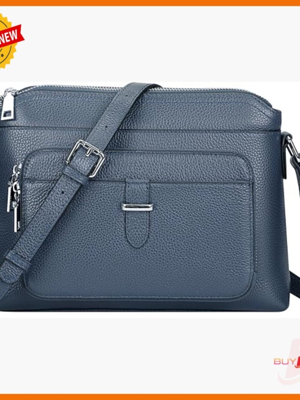 Genuine Leather Crossbody Bag with Card Slots, Adjustable Strap, Small Size